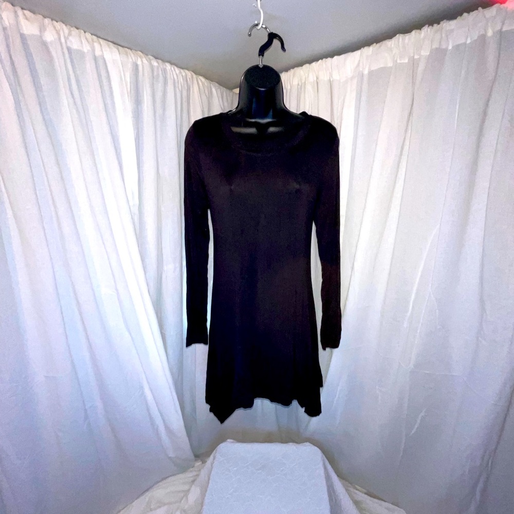 Black, long sleeved midi dress